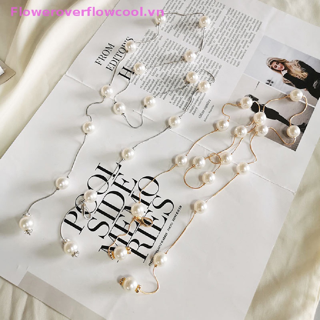 Thắt Lưng Dây Xích Mảnh Đính Ngọc Trai Trang Trí Dành Cho Bạn Nữ