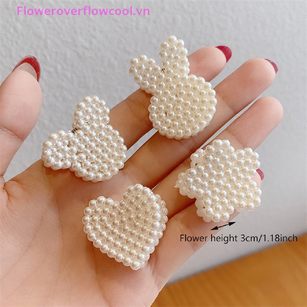 Kẹp Tóc Đính Ngọc Trai Giả Hình Nơ / Trái Tim Dễ Thương Cho Nữ