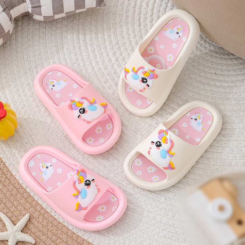 Dép Sandal Đế Mềm Chống Trượt Thoáng Khí In Hình Kỳ Lân Dễ Thương Dành Cho Bé Gái