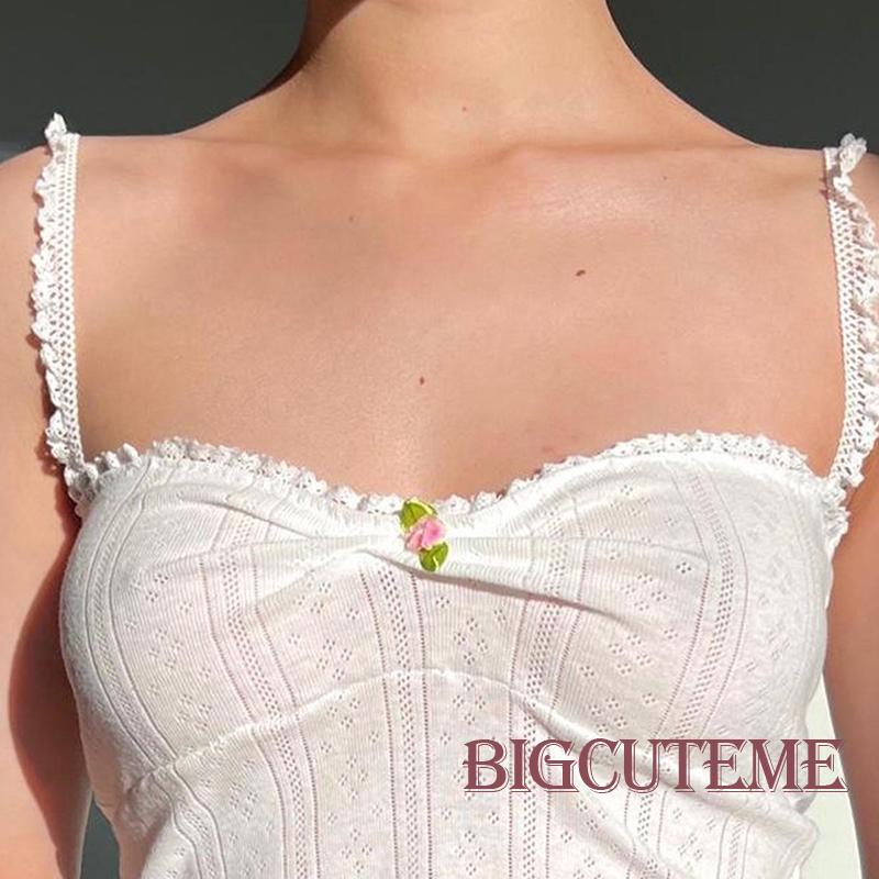 Áo Croptop Sát Nách Phối Ren Hở Lưng Thời Trang Mùa Hè Cho Nữ