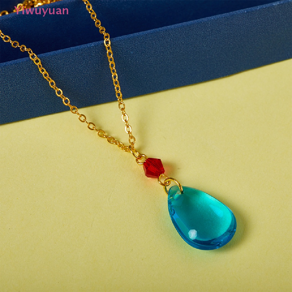 < Yiwuyuan > Vòng cổ Pha Lê Hình Giọt Nước Màu Xanh Dương Đơn Giản Phụ Kiện Hóa Trang Cho Nữ