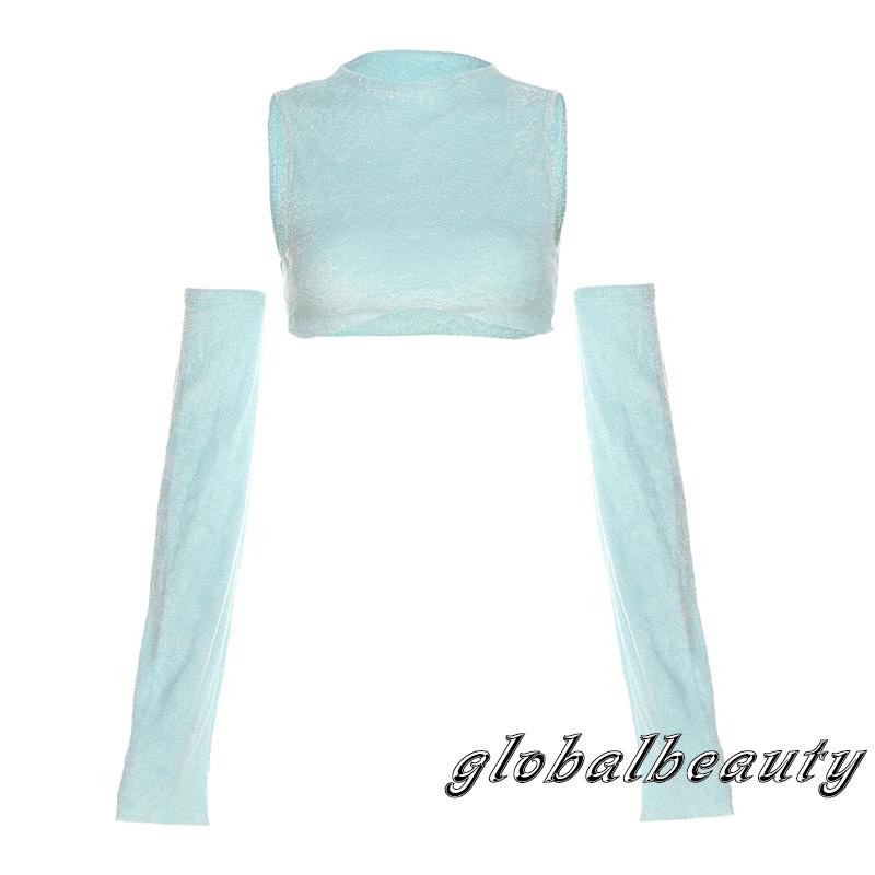 Áo Croptop Sát Nách Cổ Tròn Màu Sắc Đơn Giản Cho Nữ