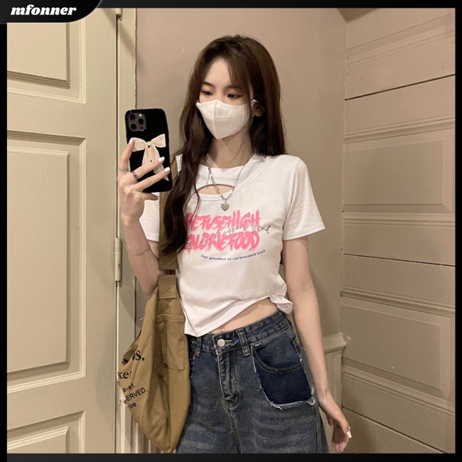 Áo Thun Croptop Tay Ngắn Cổ Tròn Dáng Ôm Thời Trang Mùa Hè Xinh Xắn Cho Nữ