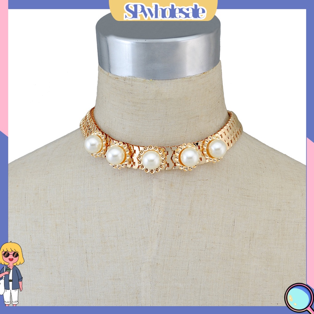 &lt;SPwholesale&gt; Vòng cổ Hợp Kim Đính Ngọc Trai Nhân Tạo Thời Trang