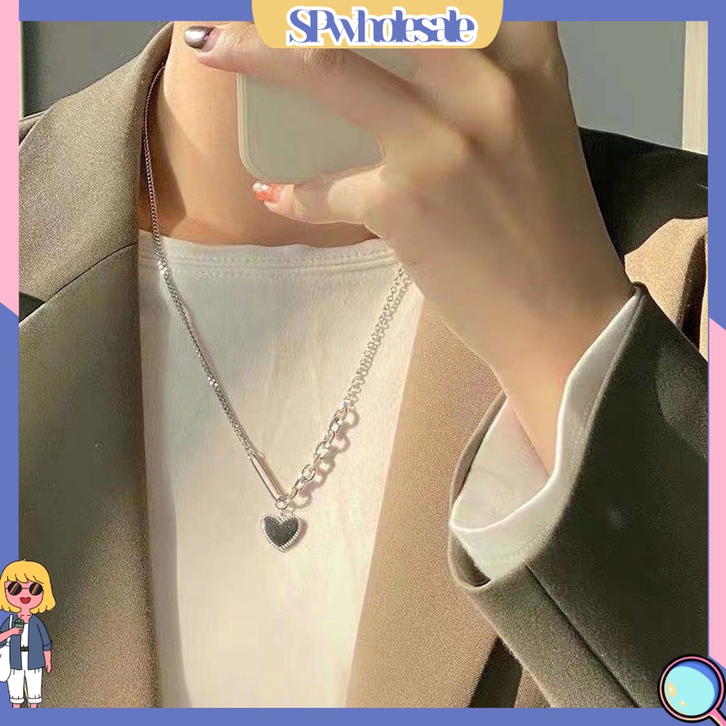 &lt;SPwholesale&gt; Vòng Cổ Choker Dây Xích Dày Mặt Trái Tim Tinh Tế Chống Mài Mòn Chống Rỉ Sét Trang Trí Phong Cách Punk Hip Hop Hàng Ngày Cho Cuộc Sống Hàng Ngày