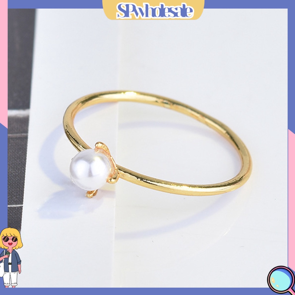 <SPwholesale> Nhẫn Đính Hôn Đính Ngọc Trai Nhân Tạo Mini Quyến Rũ Cho Nữ