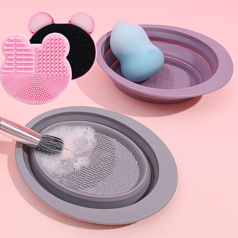 Dụng Cụ Vệ Sinh Cọ Trang Điểm Bằng Silicon Hình Gấu Hoạt Hình Dễ Thương