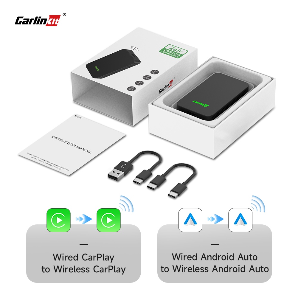 CarlinKit 5.0 2Air Wireless Android Auto Box Di động CarPlay Wireless Dongle cho Đài phát thanh xe hơi có dây CarPlay/Android Auto