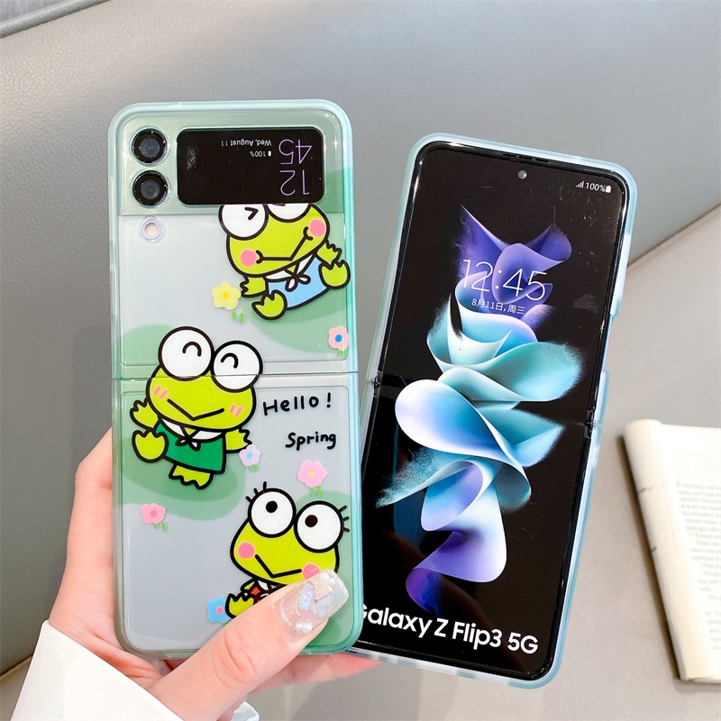 Ốp Điện Thoại PC Cứng Hoạt Hình Kero Kero Keroppi Cho Samsung Galaxy Z Flip 3 Z Flip 4 W23 ZFlip3 ZFlip4