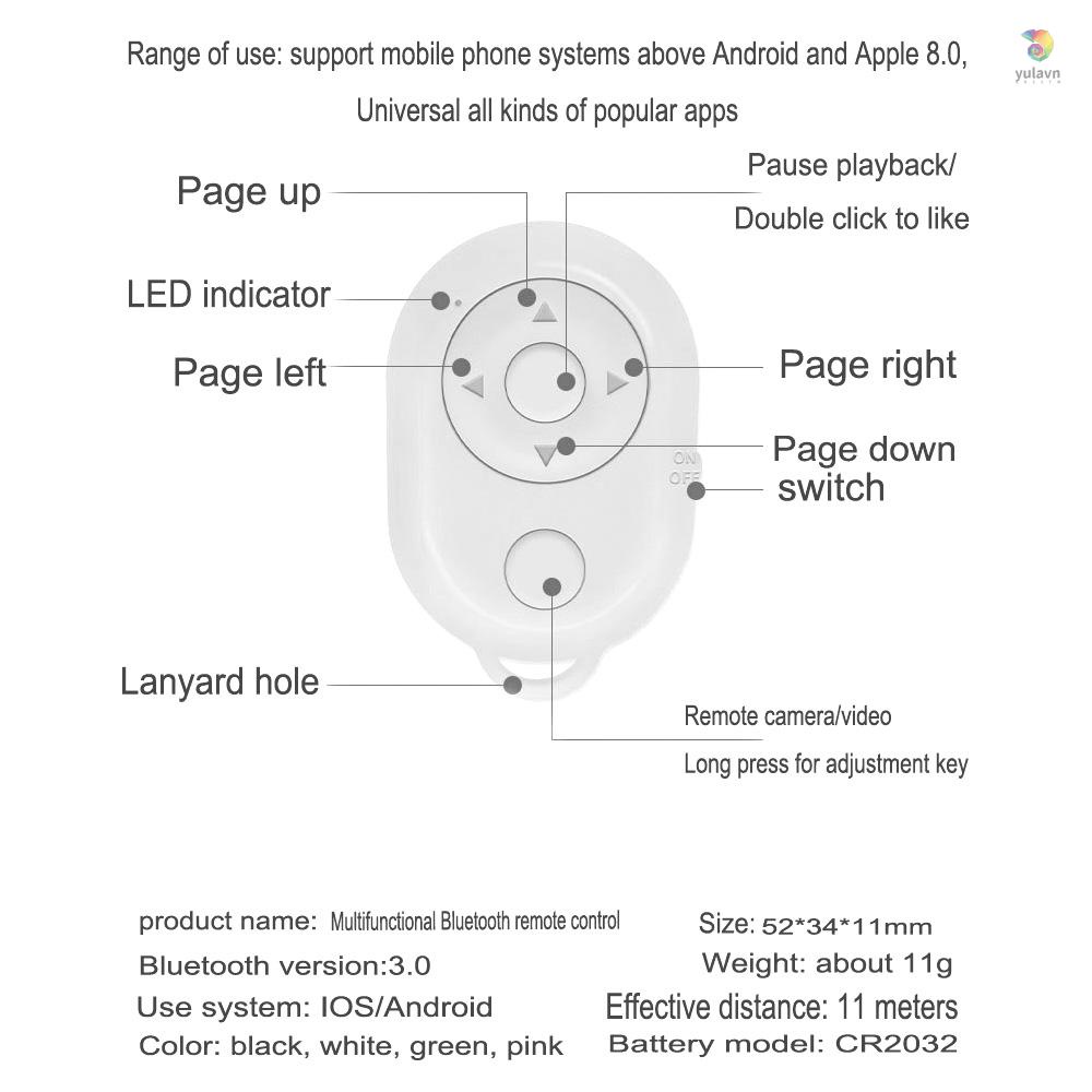 Điều Khiển Từ Xa Mini Không Dây Phạm Vi 10M Tương Thích Với iOS / Android