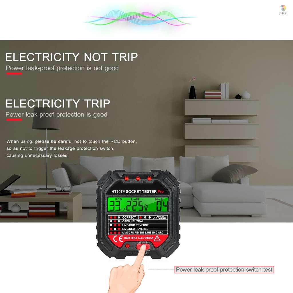 Thiết Bị Kiểm Tra Điện Áp KKmoon GFCI 90-250V