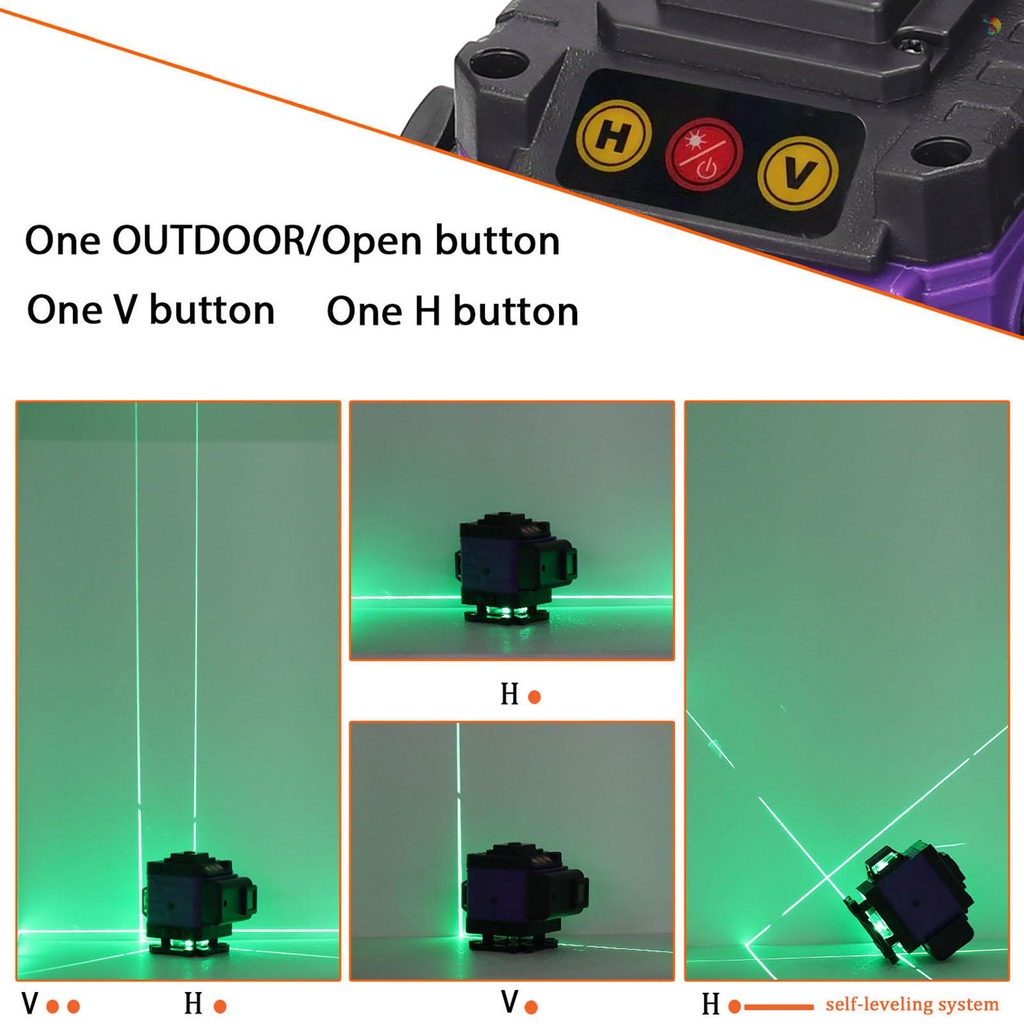 Dụng Cụ Đo Mức Laser Đa Năng 12 Đường Dọc Với 33 Đường yula) Đa Năng° Đai Tự Phục Hồi Chức Năng Tự Phục Hồi
