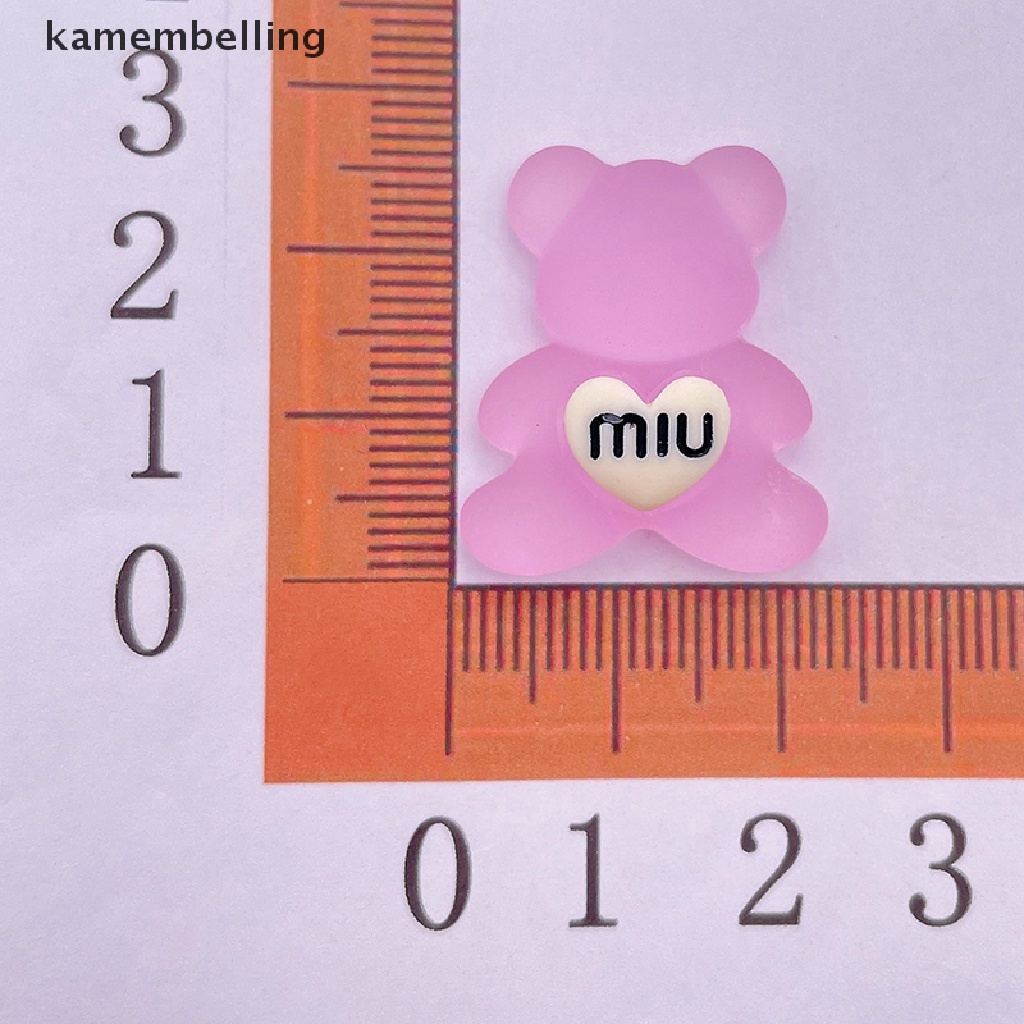 Kamembelling Set 2 Miếng Dán Hình Gấu Dạ Quang Mini Bằng Nhựa Resin Trang Trí Bảng Điều Khiển Xe Hơi / Nhà Cửa / Sân Vườn Diy