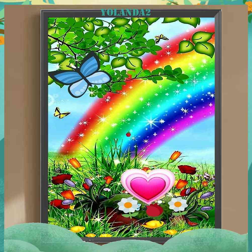 Tranh Đính Đá Kim Cương Toàn Bộ 5D DIY Hình Vẽ Cầu Vồng