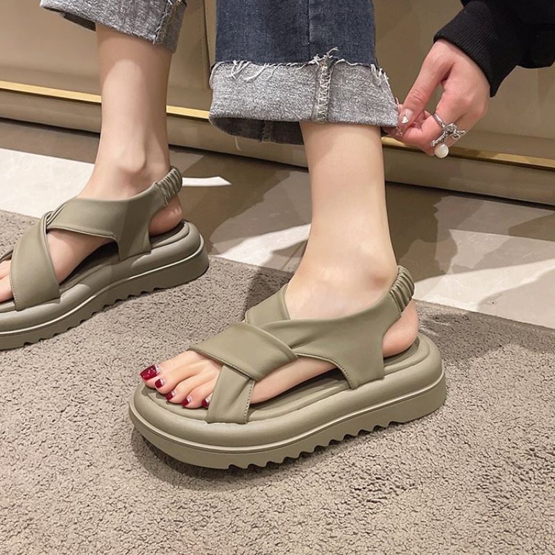 Giày Sandal Đế Dày Quai Chéo Phong Cách Preppy Thời Trang Mùa Hè 2023