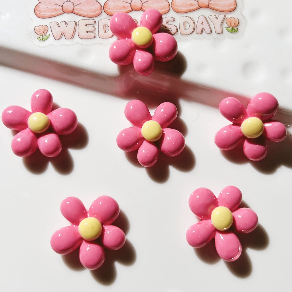 Set 10 Bông Hoa Nhựa 20 * 19mm Làm Đồ Trang Sức Thủ Công