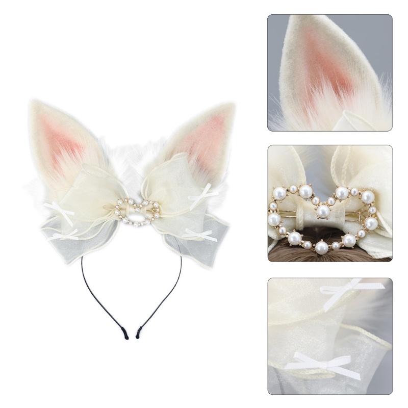 Băng Đô Tai Thỏ Kèm Sợi Lưới Hóa Trang