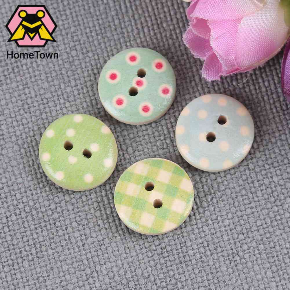 Bộ 100 Nút Gỗ Tròn In Họa Tiết Hoạt Hình Nhiều Màu Sắc