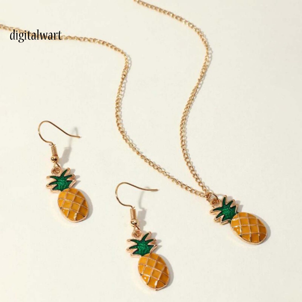 Kỹ Thuật Số| Set 2 Vòng cổ + Bông Tai Hình Quả Dứa Dễ Thương