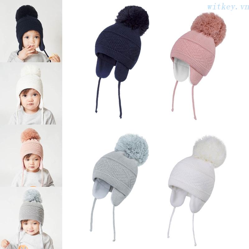 Mũ beanie Trùm Tai Giữ Ấm Màu Sắc Đơn Giản Cho Bé