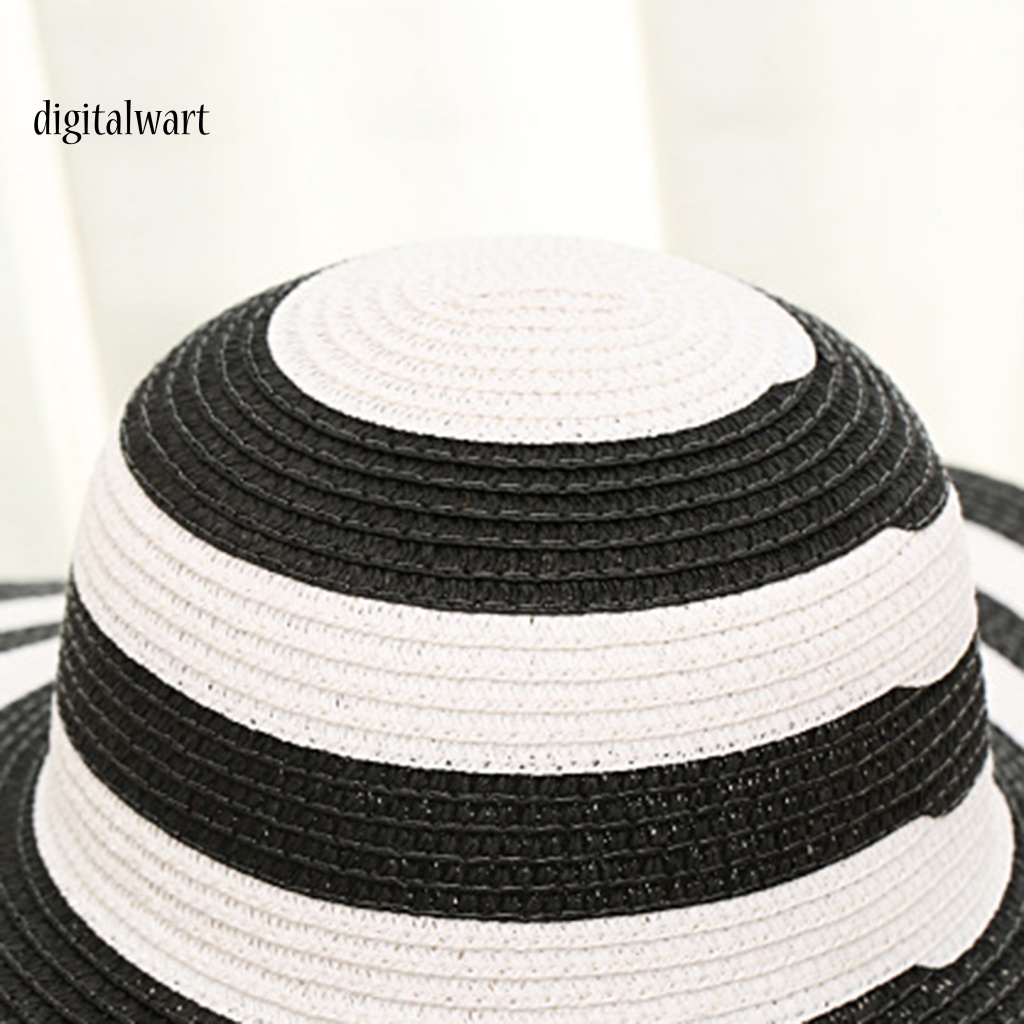 Kỹ Thuật Số| Nón Bucket Rộng Vành Hoạ Tiết Kẻ Sọc Màu Sắc Tương Phản Thời Trang Mùa Hè Cho Phái