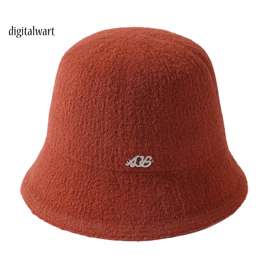 Kỹ Thuật Số| Mũ Bucket Nhung Giả Lông Chồn Màu Trơn Chống Biến Dạng Có Dây Điều Chỉnh Được Trang Trí Kim Loại Cho Nữ