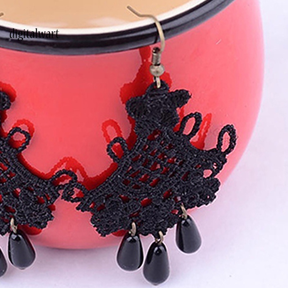 Kỹ Thuật Số| Khuyên Tai Tua Rua Màu Đen Phong Cách Cổ Điển Dành Cho Nữ