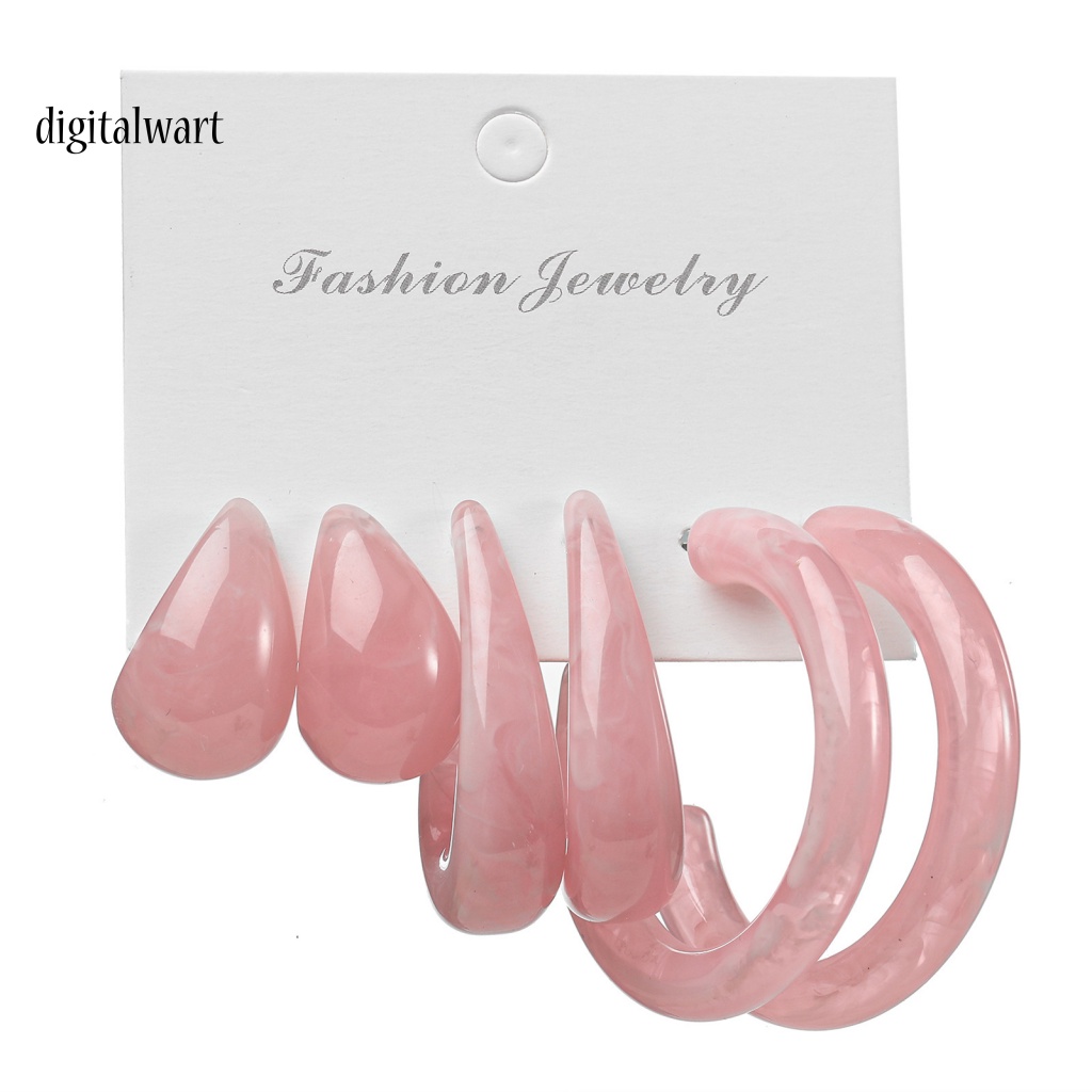 Kỹ Thuật Số| Set 3 Đôi Khuyên Tai Hình Chữ C Trong Suốt Thời Trang Dành Cho Nữ