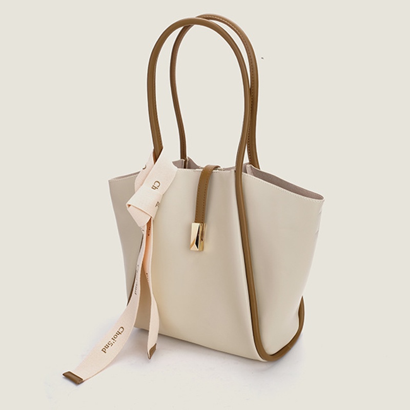 Ielgy Túi Xách tote Bằng Lụa Sức Chứa Lớn Phối Khăn Quàng Cổ Màu Sắc Tương Phản Di Động Chất Lượng Cao Cho Nữ