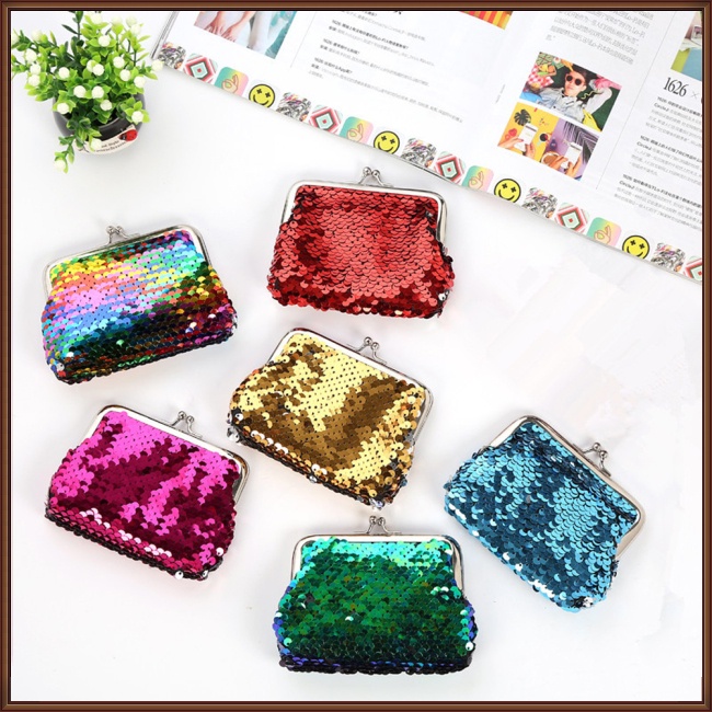 Túi Đựng Dây Cáp Dữ Liệu / Tai Nghe Mini Họa Tiết Kẻ Sọc Đính Kim Sa Lấp Lánh Thời Trang Cho Nữ