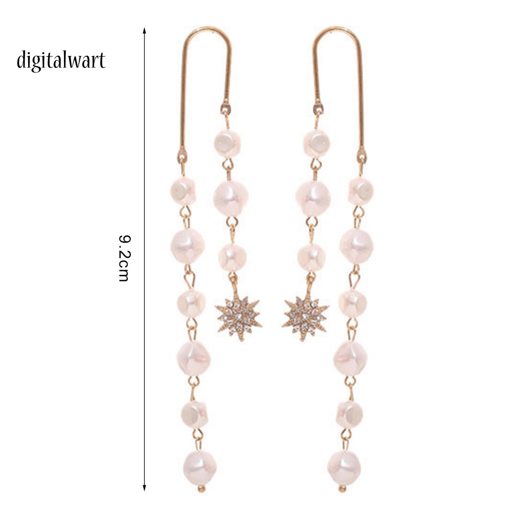 Kỹ Thuật Số| 1 Đôi Bông Tai Dài Đính Ngọc Trai Giả Lấp Lánh Dành Cho Nữ