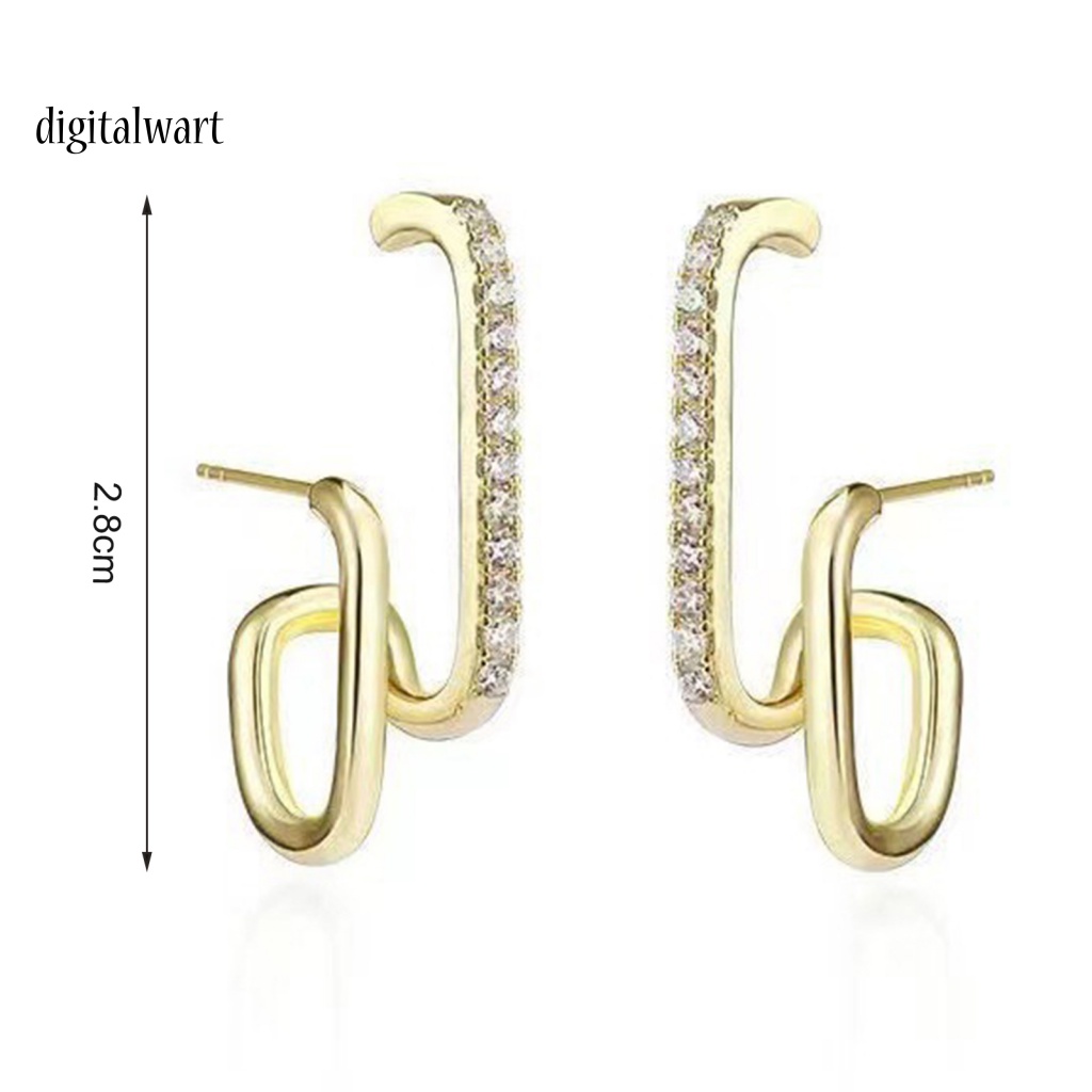 Kỹ Thuật Số| 1 Cặp Bông Tai Chữ U Đính Đá Lấp Lánh Thời Trang