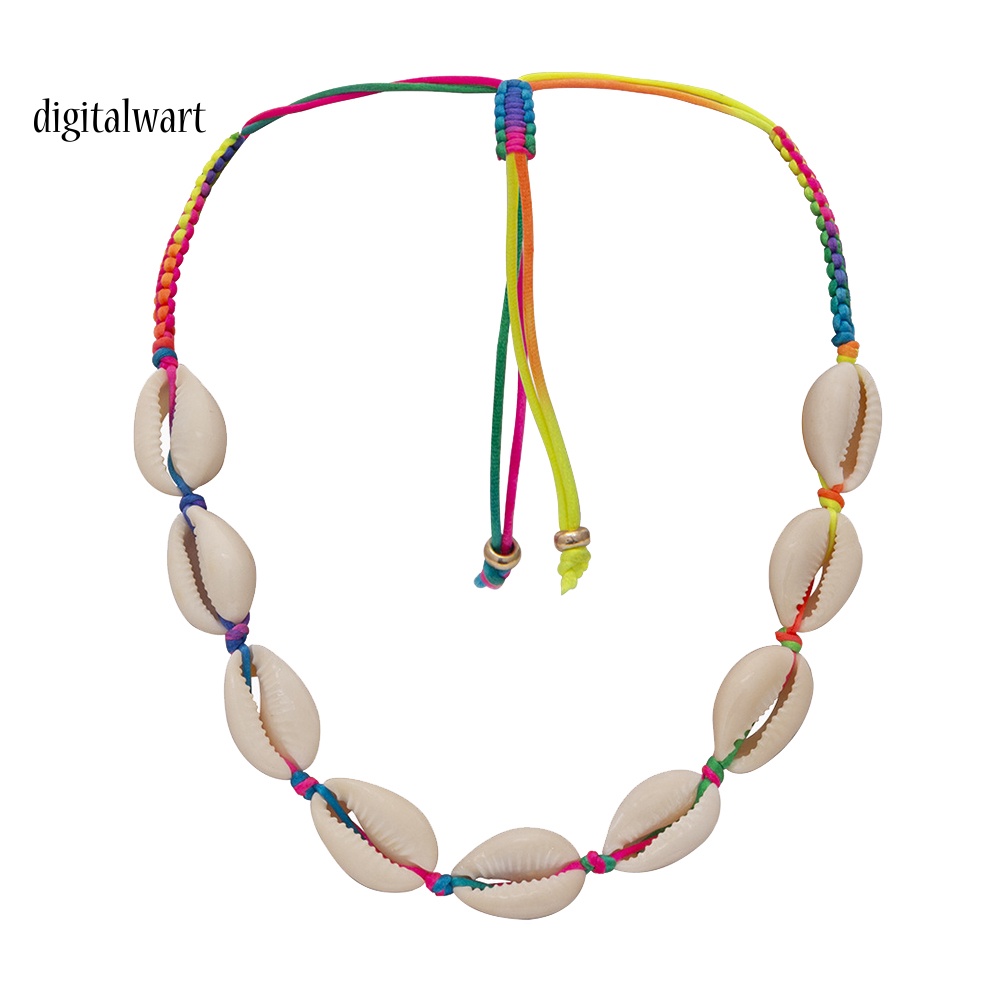 Kỹ Thuật Số| Vòng Cổ Choker Dây Bện Đính Vỏ Sò Nhiều Màu Phong Cách Hawaii