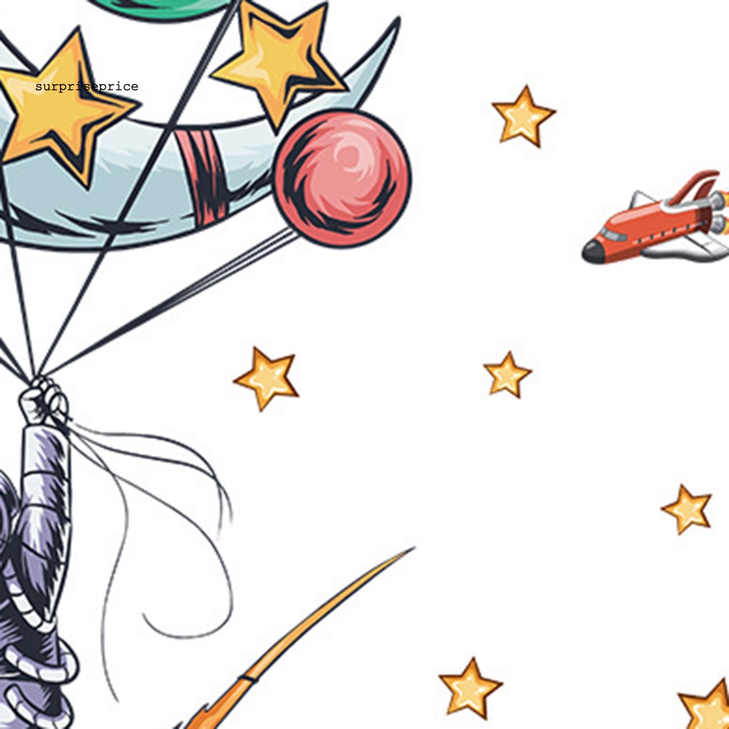 Set 2 Miếng Dán Tường PVC Hình Hành Tinh Hoạt Hình Dễ Lắp Đặt Cho Phòng Trẻ Em