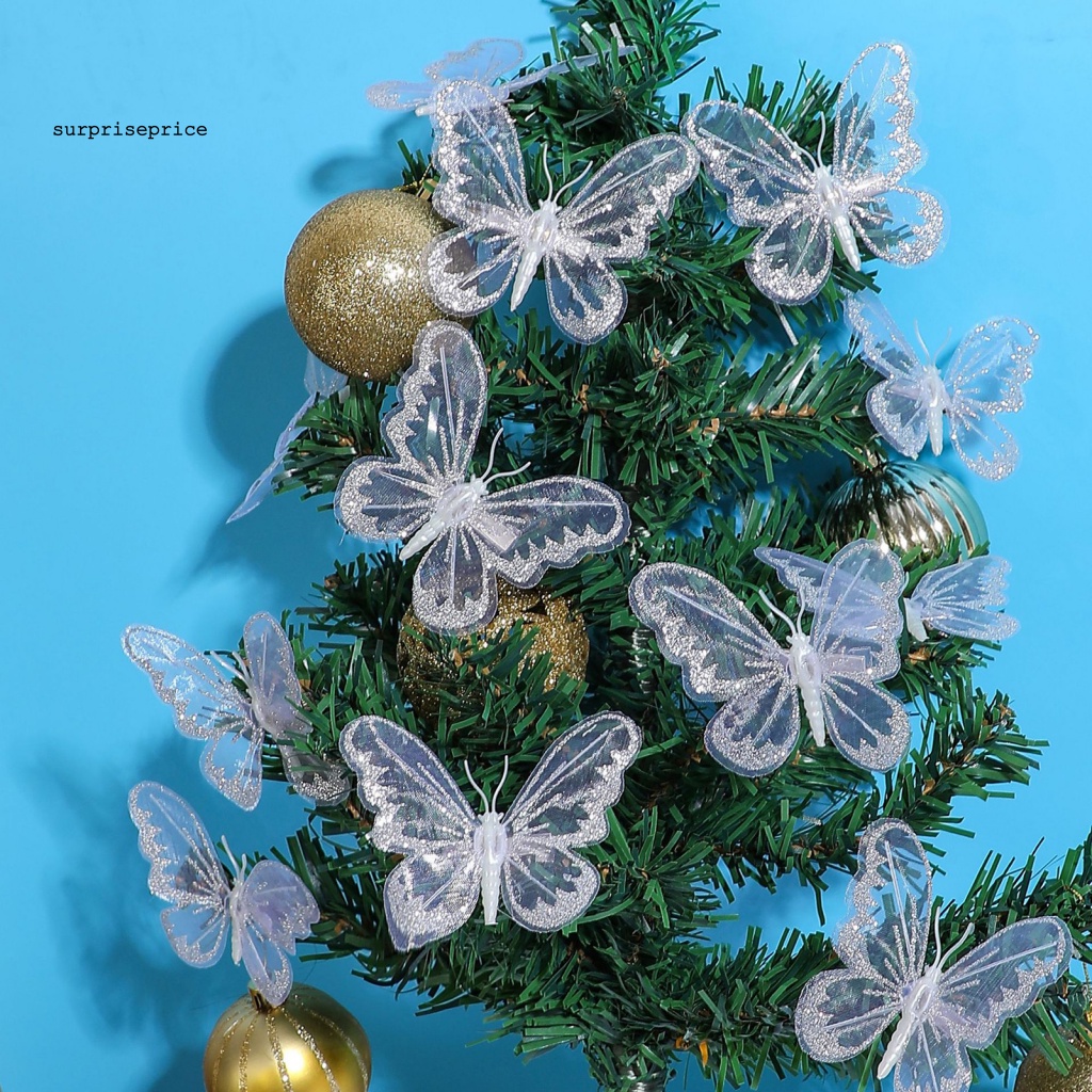 Set 12 Bươm Bướm 3D Có Kẹp Gắn Trang Trí Cây Thông Giáng Sinh