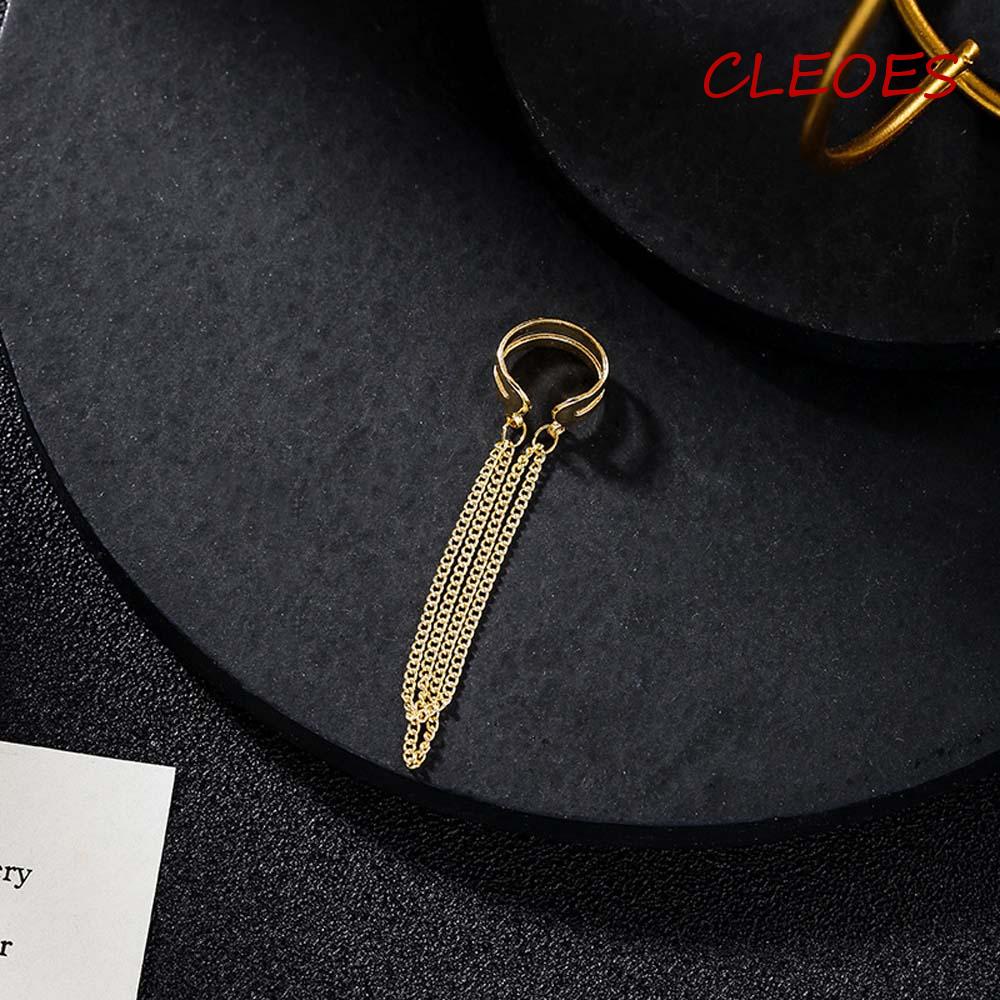 Khuyên Tai Dạng Kẹp CLEOES|Khuyên Kẹp Tóc Dài Nhiều Lớp Đơn Giản Cho Nữ