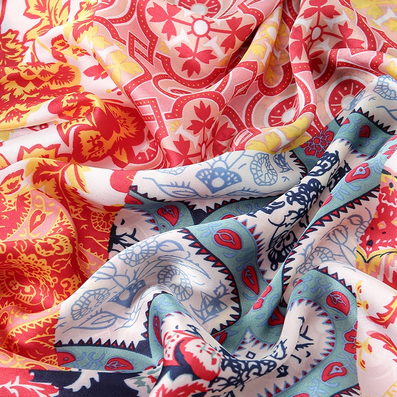 Khăn Choàng Lụa Satin Mỏng Nhẹ Thoáng Khí In Họa Tiết Phong Cách Trung Hoa 180 * 90CM