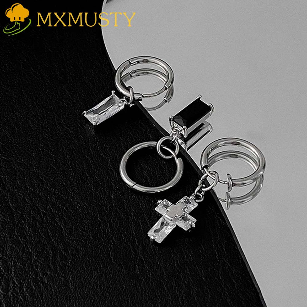 Bông Tai Tròn Phong Cách Gothic Punk Thời Trang Cho Nữ|Khuyên Tai Thép Titan Đính Đá Zircon Thời Trang