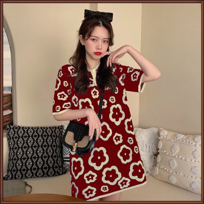 Đầm Thun Ngắn Tay Dáng Rộng Thời Trang Mùa Hè Phong Cách Retro Dành Cho Nữ