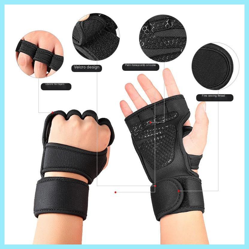 Găng Tay Nửa Ngón Bằng Silicone Thoáng Khí Thấm Hút Mồ Hôi Chống Trượt Đa Hướng