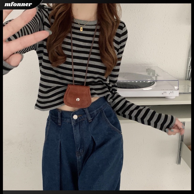 Áo Sweater Nữ Tay Dài Kẻ Sọc Ngang Thời Trang