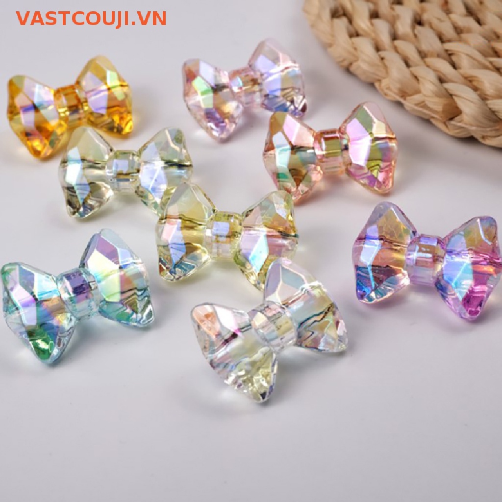 Bộ 10 Hạt Nhựa Acrylic Trong Suốt Hình Gấu Thắt Nơ Nhiều Màu Dùng Làm Trang Sức Thủ Công
