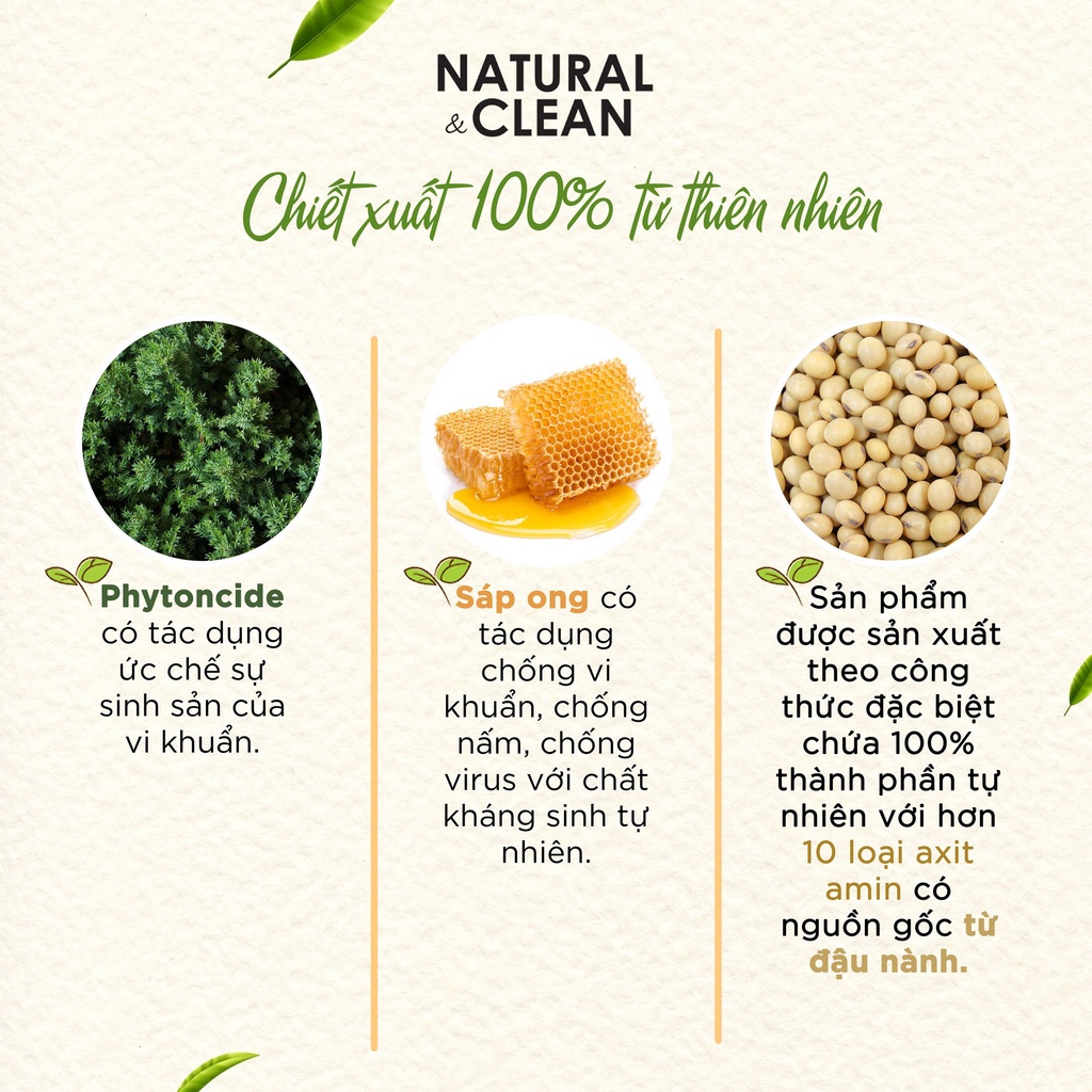 Xịt khử mùi diệt khuẩn Natural Clean | Tiêu diệt 99.9% vi khuẩn | 100% thiên nhiên