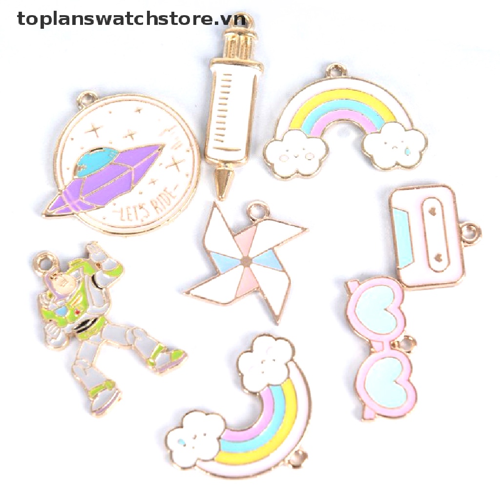 Set 10 Mặt Dây Chuyền Hình Cối Xay Gió Tráng Men DIY