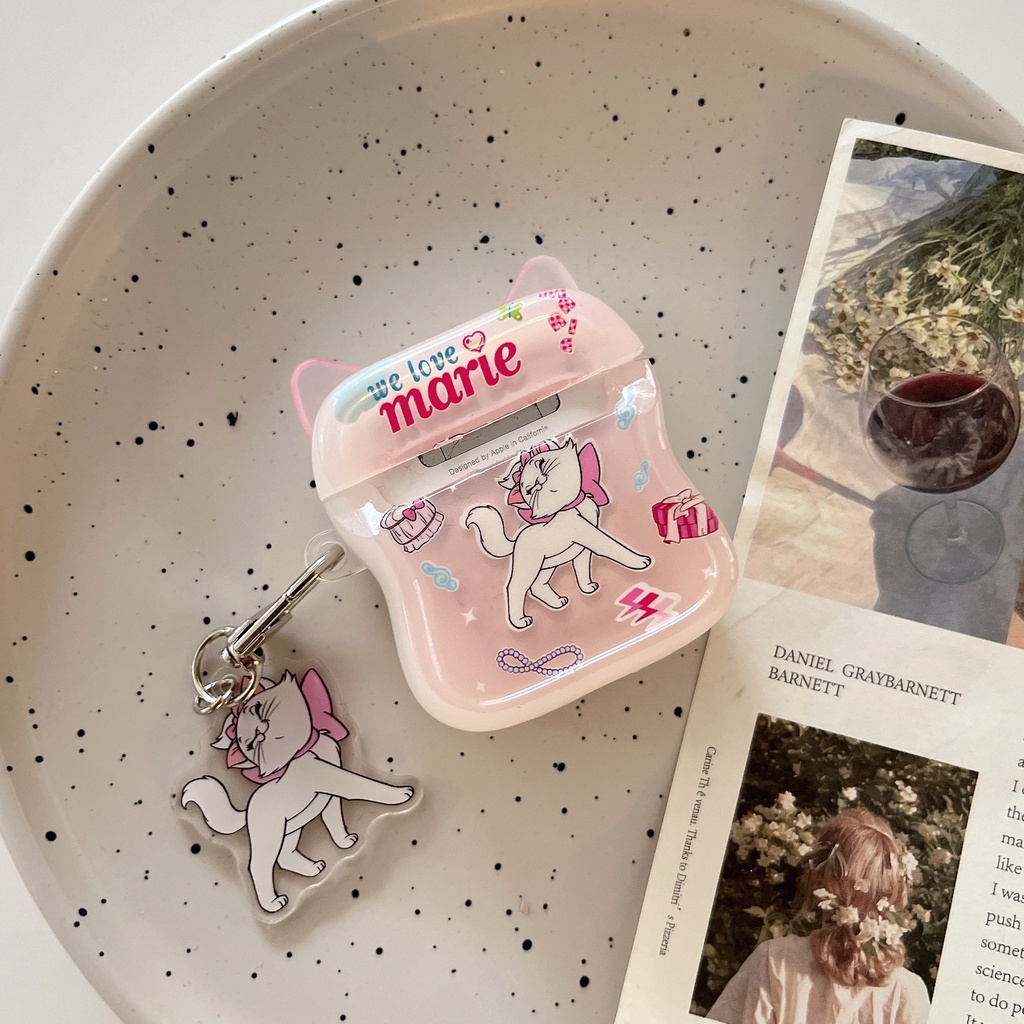 Vỏ Bảo Vệ Hộp Sạc Tai Nghe Bluetooth Airpods 1 / 2 / Pro / 3 Generation Pro2 Hình Tai Mèo Màu Hồng Dễ Thương