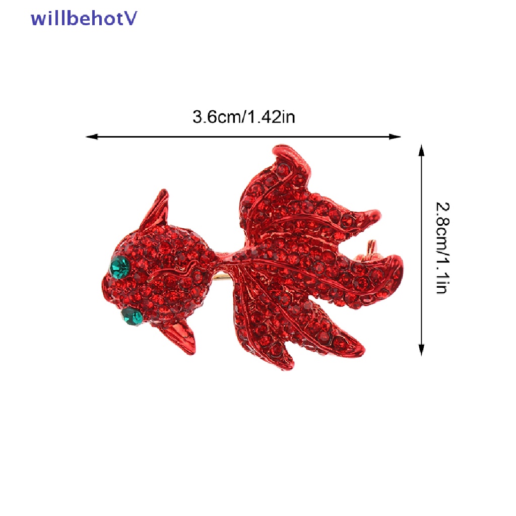 Ghim Cài Áo Hình Cá Vàng Đính Đá Đỏ Thời Trang Cho Nữ