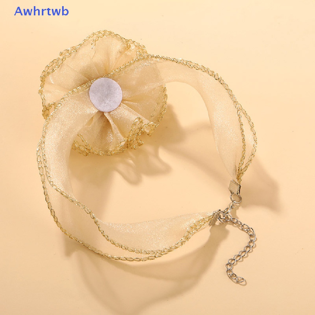 Vòng Cổ Choker Vải Lưới Ba Chiều Trong Suốt Mặt Hoa Đơn Giản Mới