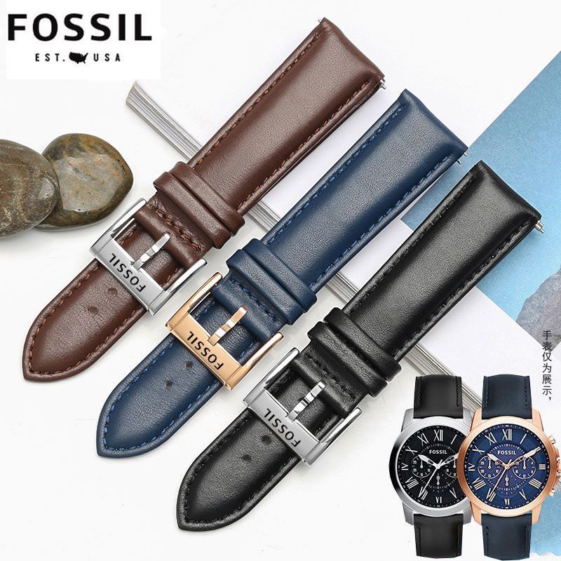 Dây Đồng Hồ Đeo Tay Thời Trang Fossil FS4812 Dành Cho Nam305220 Vòng Tay Da Bò Hai Lớp Dày 22mm