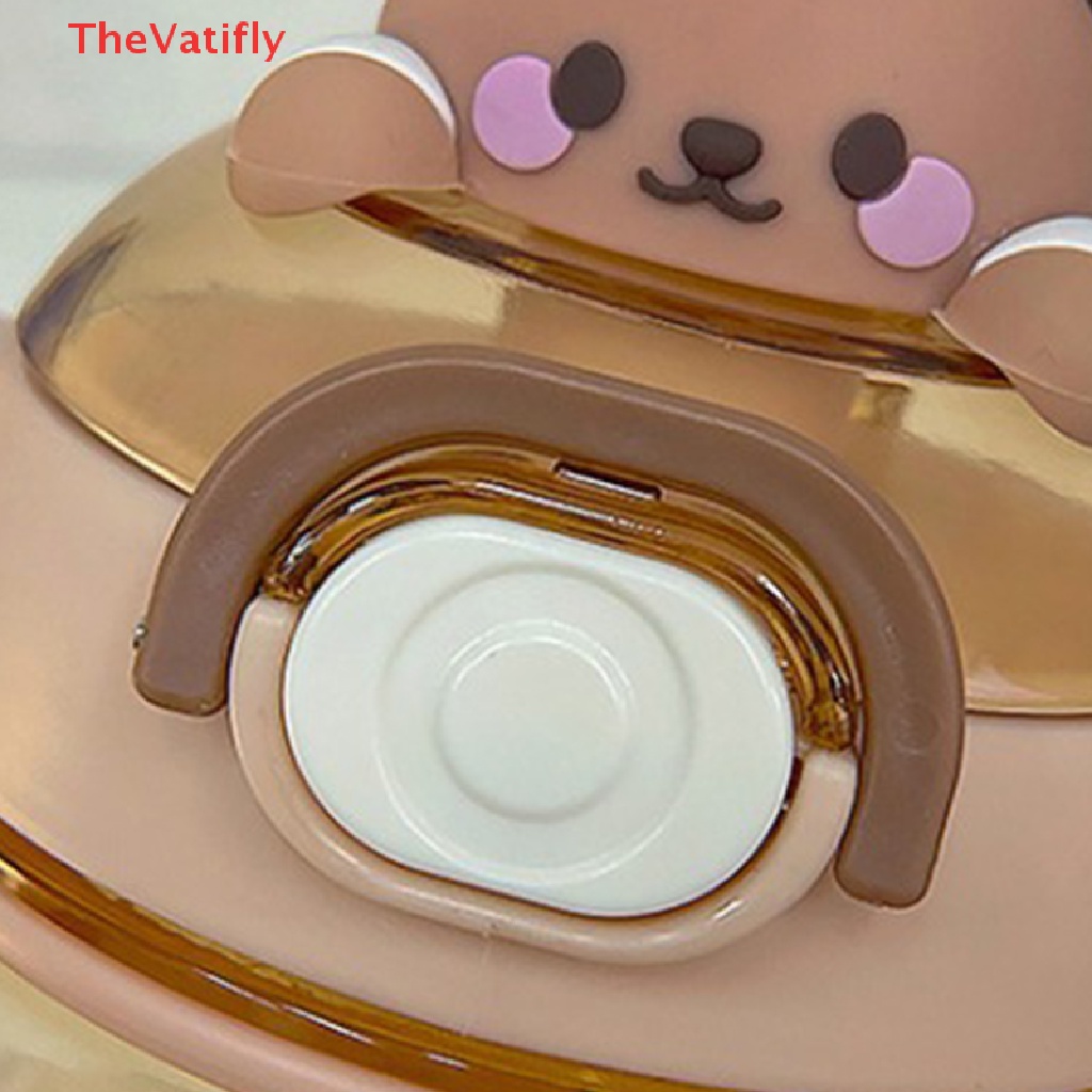 [Thevalifly] Bình Nước Thể Thao Ngoài Trời Dung Tích Lớn 1.3L Hình Gấu Dễ Thương Có Ống Hút Cho Bé Gái