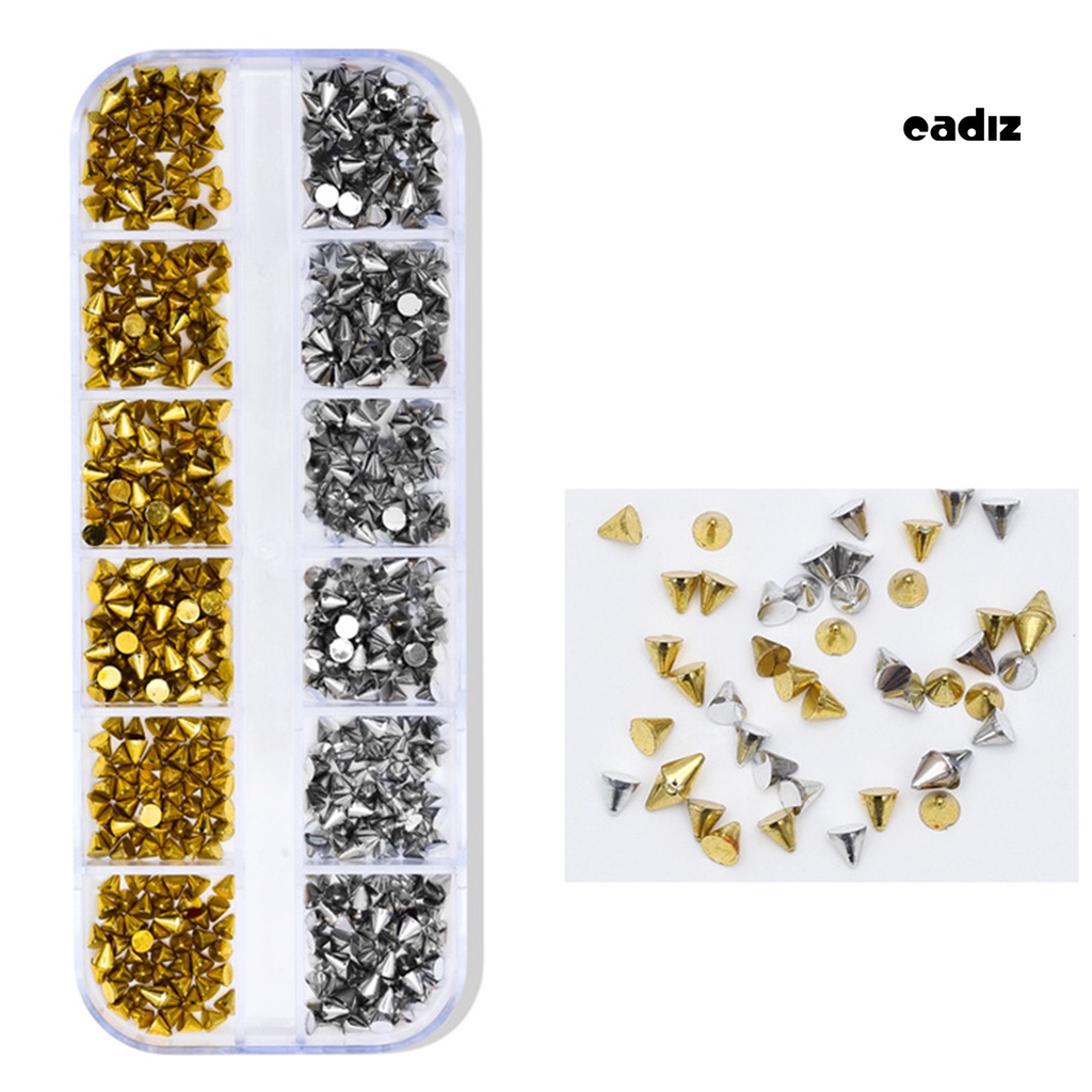 1 Hộp Đinh Tán 12 Ngăn Không Phai Màu Chống Oxy Hóa Chống Rơi Có Thể Tháo Rời Dùng Trang Trí Móng Tay DIY